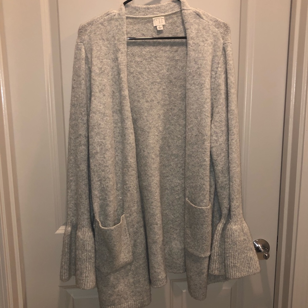 Grey Cardigan with Flare Sleeves